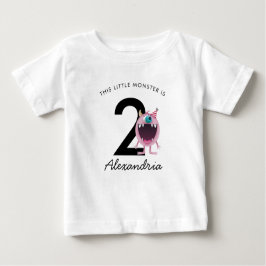 Camiseta De Bebé Aniversario del Pequeño Monstruo Rosa | Cualquier 