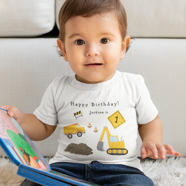Camiseta De Bebé Aniversario feliz de la construcción - Nombre y ed (Subido por el creador)