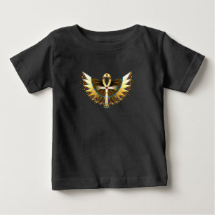 Camiseta De Bebé Ankh de oro con alas