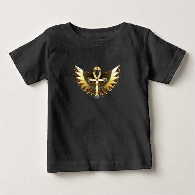 Camiseta De Bebé Ankh de oro con alas (Anverso)
