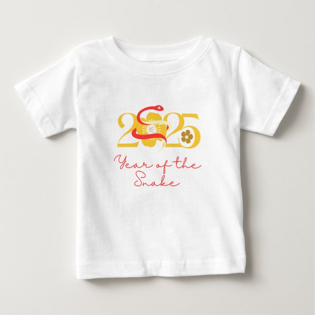 Camiseta De Bebé Año de la Serpiente 2025 flor (Anverso)