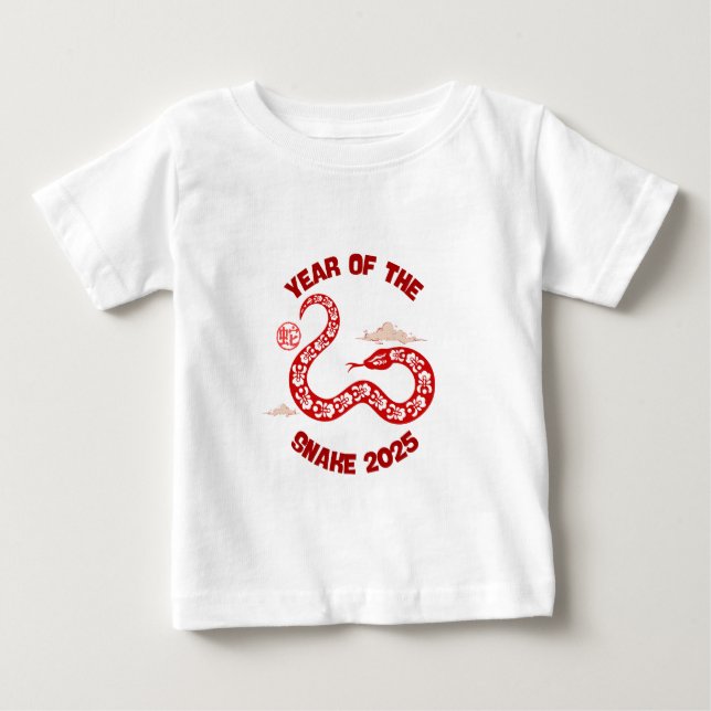Camiseta De Bebé Año de la Serpiente 2025 rojo (Anverso)