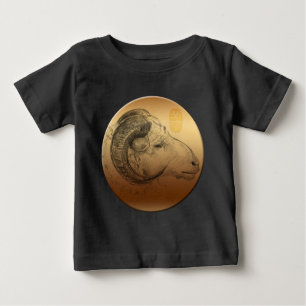 Camiseta De Bebé Año Ram Dorado Astrología China Zodiac Baby Tee