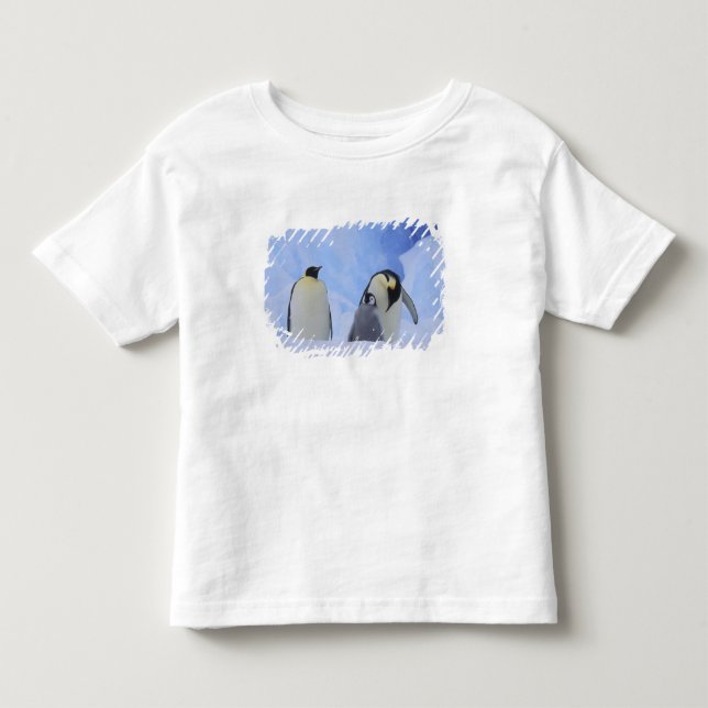 Camiseta De Bebé Antártida. Pingüinos emperadores y cría (Anverso)