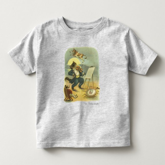 Camiseta De Bebé Antigua Rima Infantil Hey Diddle Diddle Restaurada (Anverso)