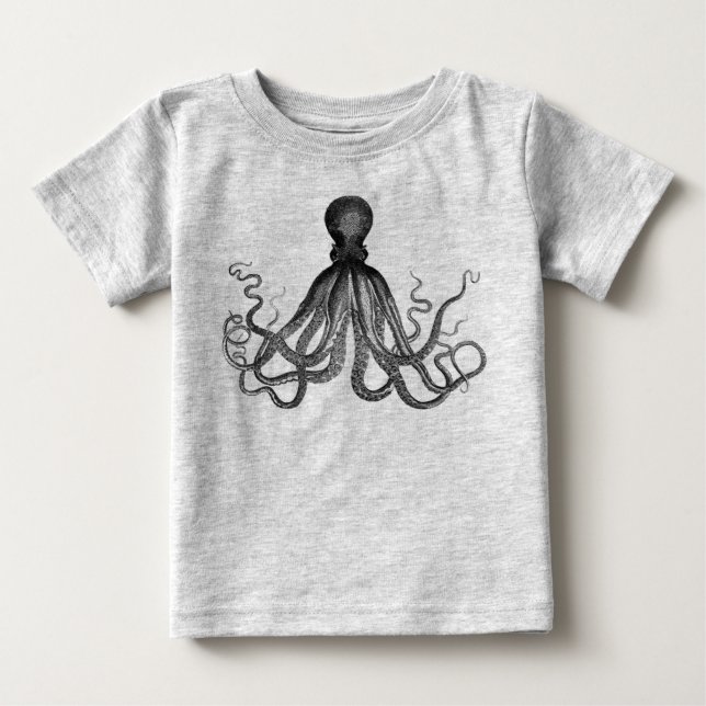 Camiseta De Bebé Antiguo Nautical Steampunk Octopus Vintage Kraken (Anverso)