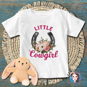 Camiseta De Bebé Anuncio de Embarazo con Tema Vaquero de Niña