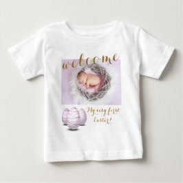 Camiseta De Bebé Anuncio de la foto de bienvenida del bebé de los p