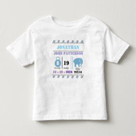 Camiseta De Bebé Anuncio de nacimiento de elefante bebé azul lindo