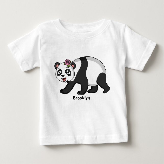 Camiseta De Bebé Aoso panda alegre y lindo con personalizado de flo (Anverso)
