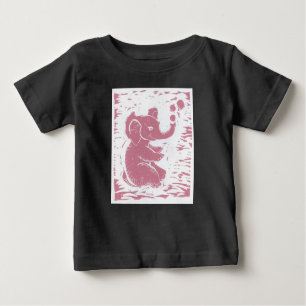 Camiseta De Bebé Aparel del bebé del elefante rosado del chica