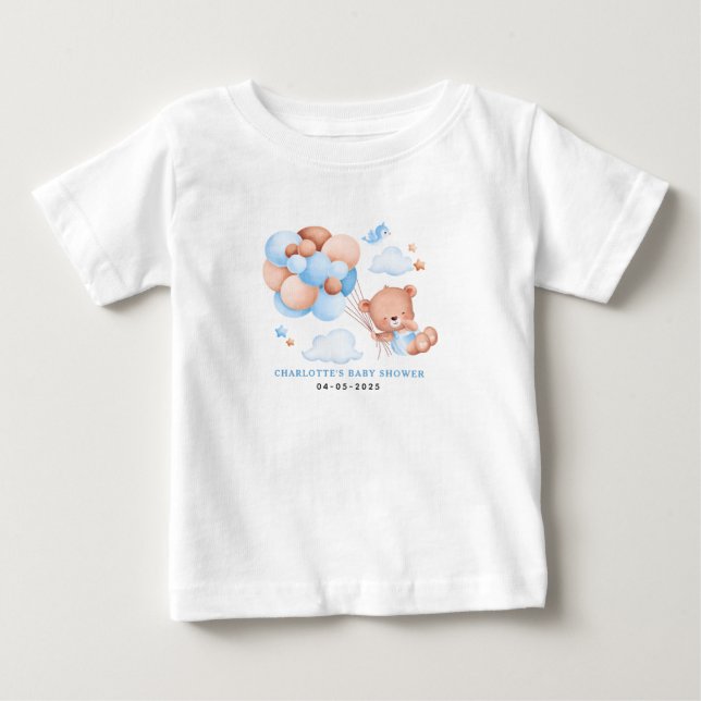 Camiseta de bebé “Apenas podemos esperar” con oso  (Anverso)