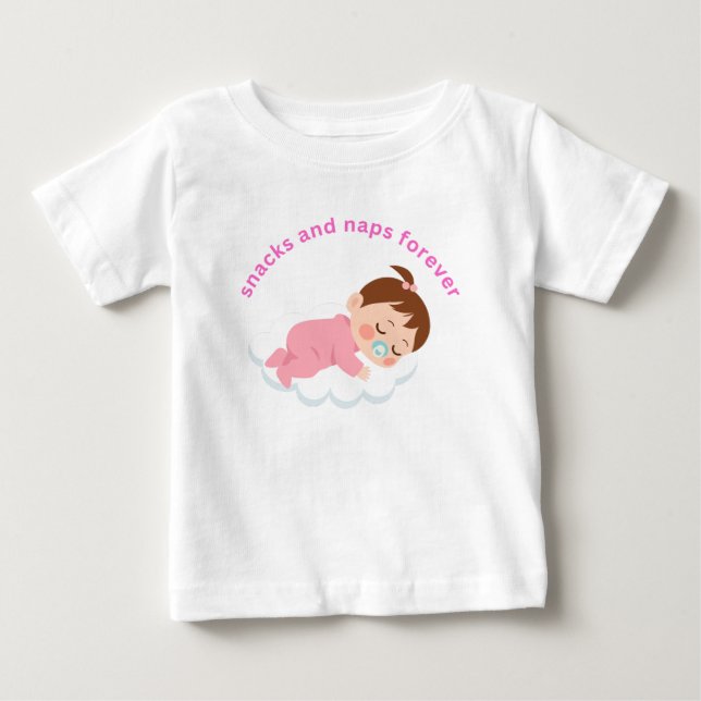 Camiseta De Bebé aperitivos y siestas (Anverso)