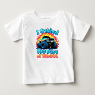 Camiseta De Bebé Aplasté 100 Días De Monstruo Escolar 100 Días