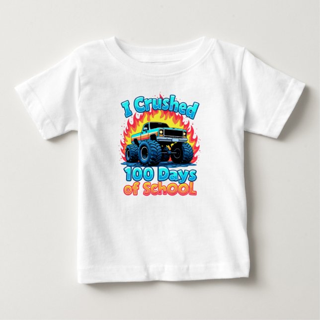 Camiseta De Bebé Aplasté 100 Días De Monstruo Escolar 100 Días (Anverso)