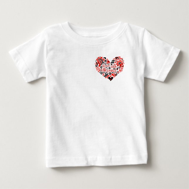 Camiseta De Bebé Apoyar a Ucrania con letras y corazón (Anverso)