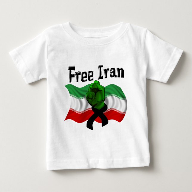 Camiseta De Bebé Apoyar la ola verde, liberar a Irán (Anverso)