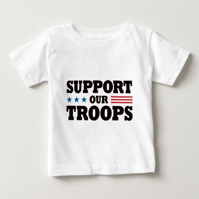 Camiseta De Bebé Apoye a nuestras tropas - negro (Anverso)