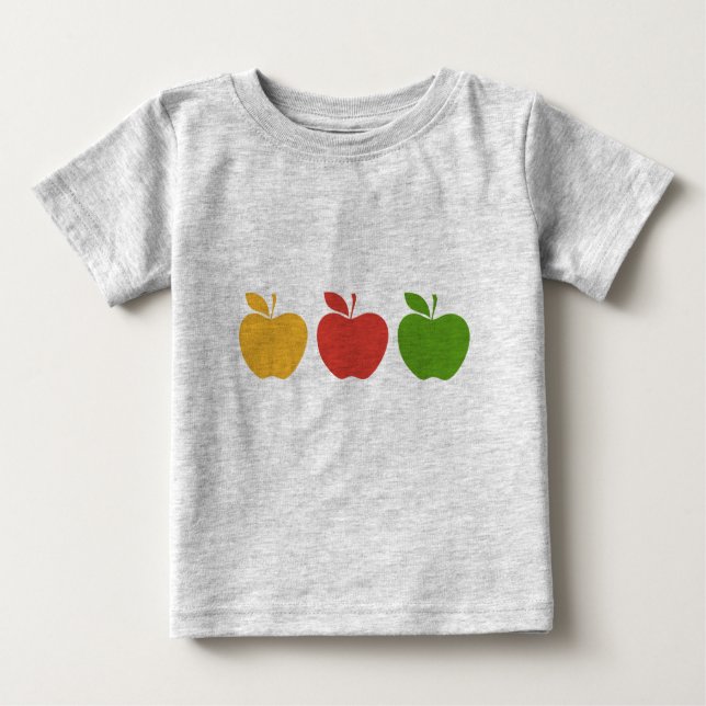 Camiseta De Bebé Apple verde rojo amarillo (Anverso)
