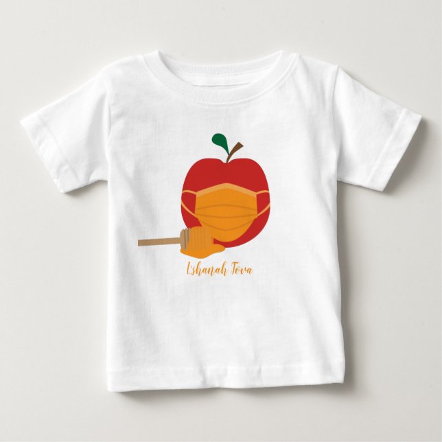Camiseta De Bebé Apple y miel con máscara facial Naranja (Anverso)