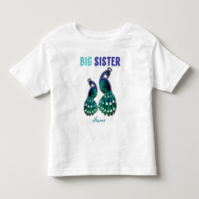 Camiseta De Bebé Aprendiendo canto de la hermana grande Peacock per (Anverso)