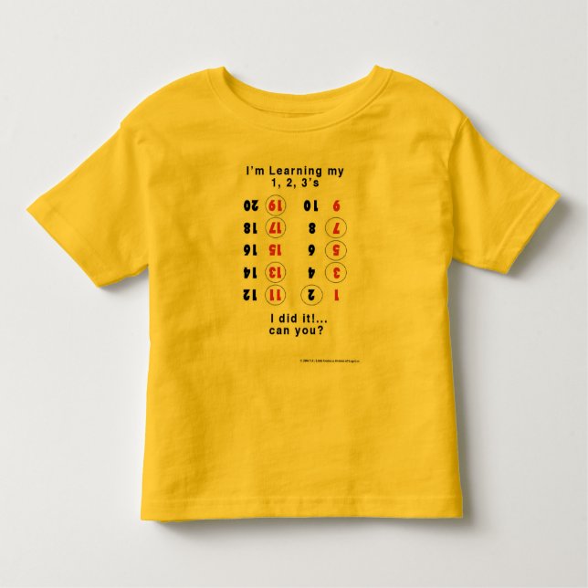Camiseta De Bebé Aprendiendo mis números (Y.U. Little Genius) (Anverso)