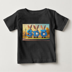 Camiseta De Bebé Aprendiendo Número Tres con Conejitos
