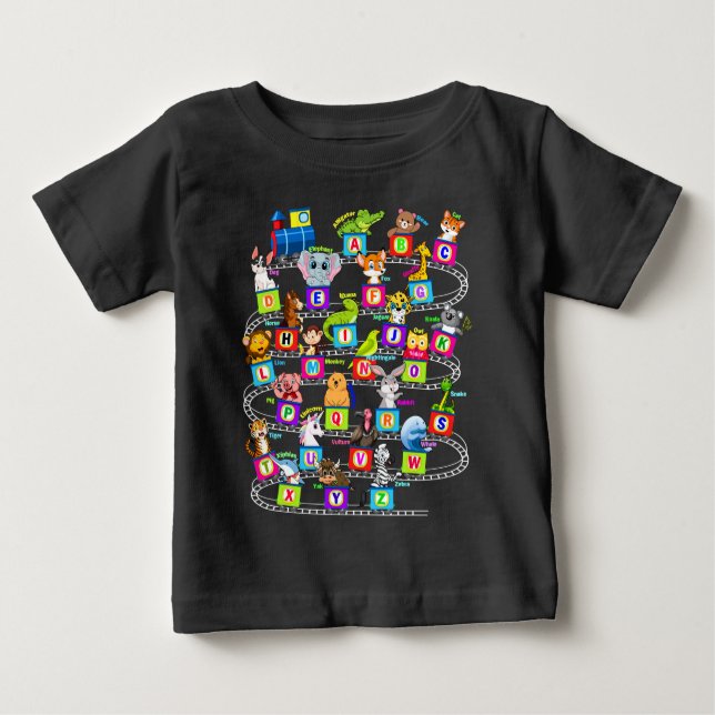 Camiseta De Bebé Aprendizaje Alphabet Animal ABC  (Anverso)