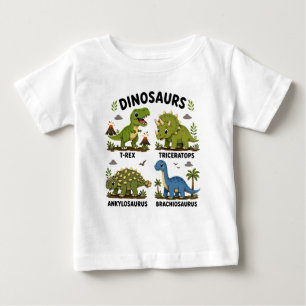 Camiseta De Bebé Aprendizaje de especies de dinosaurios para niños