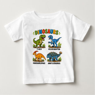 Camiseta De Bebé Aprendizaje de especies de dinosaurios para niños
