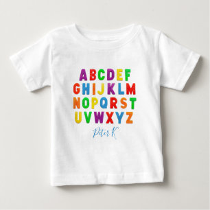 Camiseta De Bebé aprendizaje temprano simple personalizado ABC