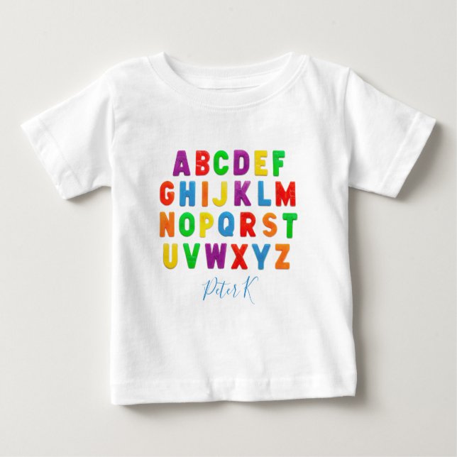Camiseta De Bebé aprendizaje temprano simple personalizado ABC (Anverso)