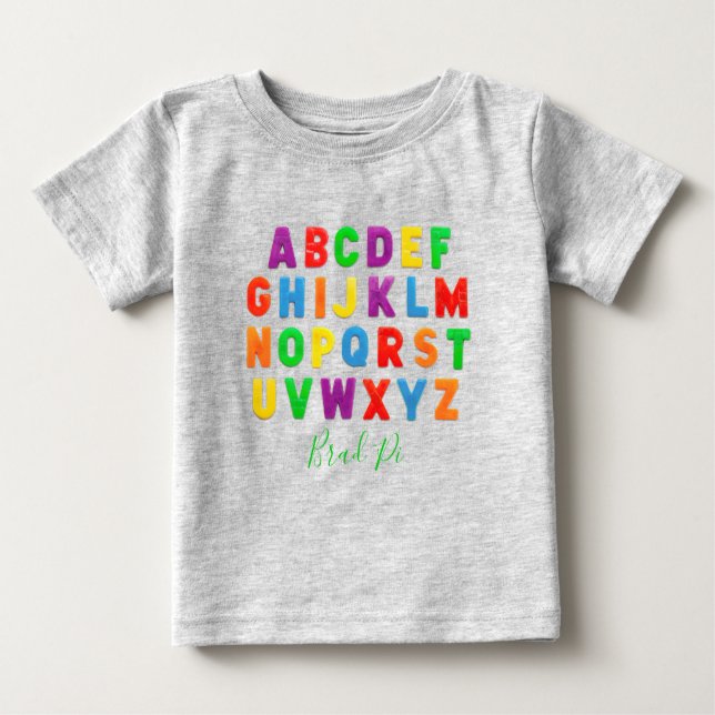 Camiseta De Bebé aprendizaje temprano simple personalizado ABC (Anverso)