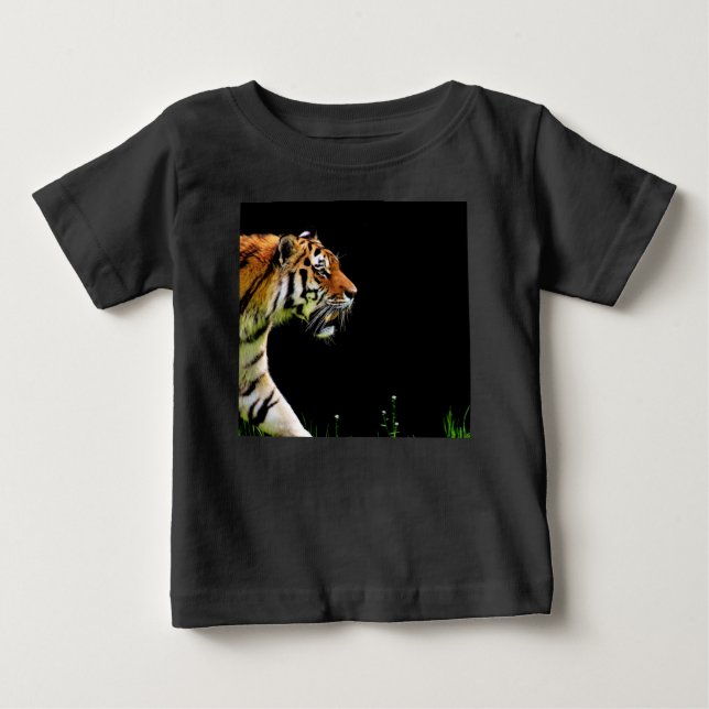 Camiseta De Bebé Aproximación de tigres - Arte de animales salvajes (Anverso)