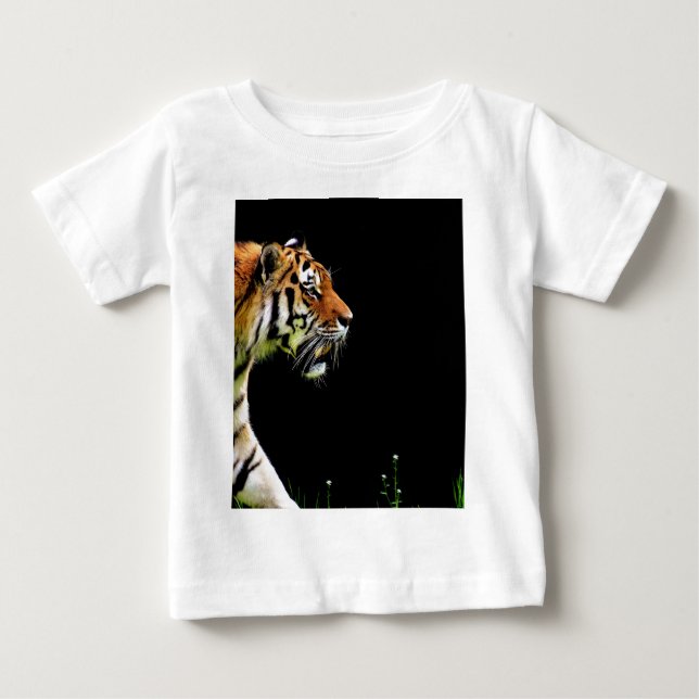 Camiseta De Bebé Aproximación de tigres - Arte de animales salvajes (Anverso)