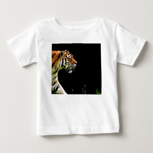 Camiseta De Bebé Aproximación de tigres - Arte de animales salvajes (Anverso)