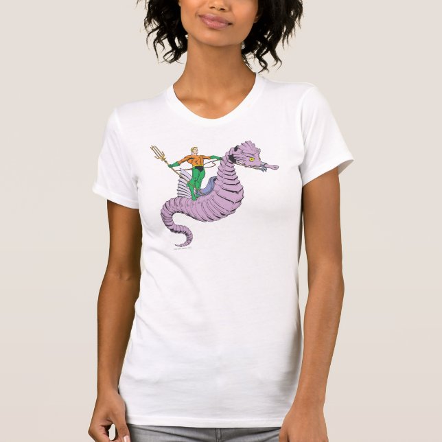 Camiseta De Bebé Aquaman Rides Seahorse (Anverso)