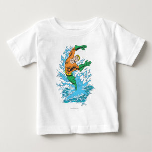 Camiseta De Bebé Aquaman salta en oleada