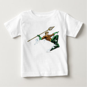 Camiseta De Bebé Aquaman se muerde con el Spear