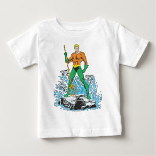 Camiseta De Bebé Aquaman se pone de pie con horquilla