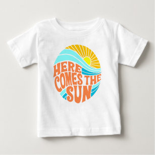 Camiseta De Bebé Aquí viene el sol, el estilo retro, el estilo hipp