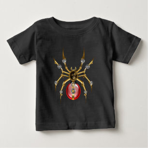 Camiseta De Bebé Araña steampunk sobre negro
