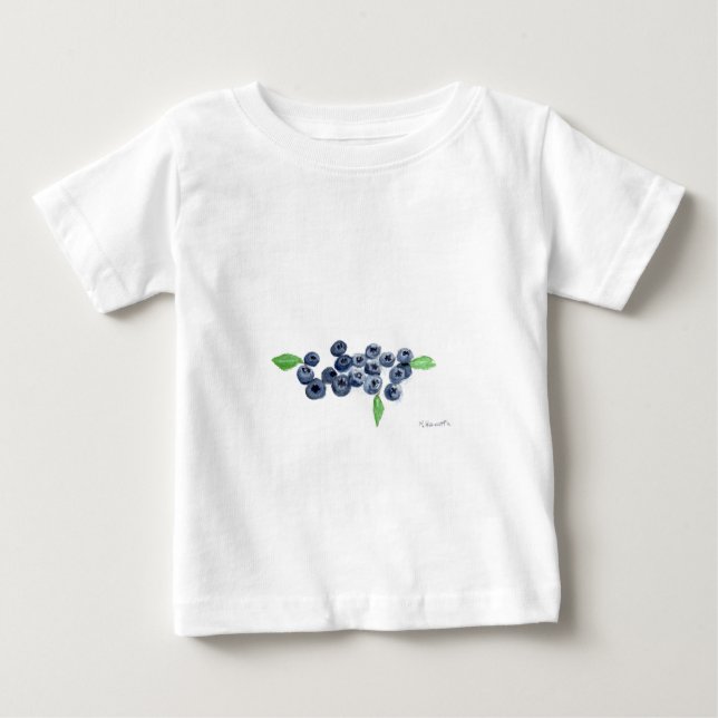 Camiseta De Bebé Arándanos frutas cocina acuarela comida rústica  (Anverso)