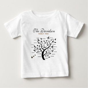 Camiseta De Bebé Árbol de familia grande personalizado (20 nombres)