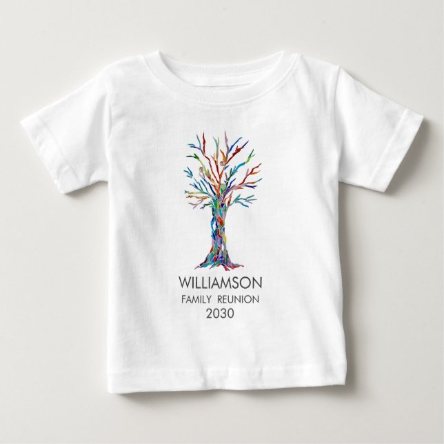 Camiseta De Bebé Árbol de familia Rainbow de Reunión Familiar (Anverso)
