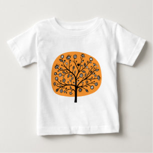 Camiseta De Bebé Árbol de Flor Estilizado - Naranja Claro