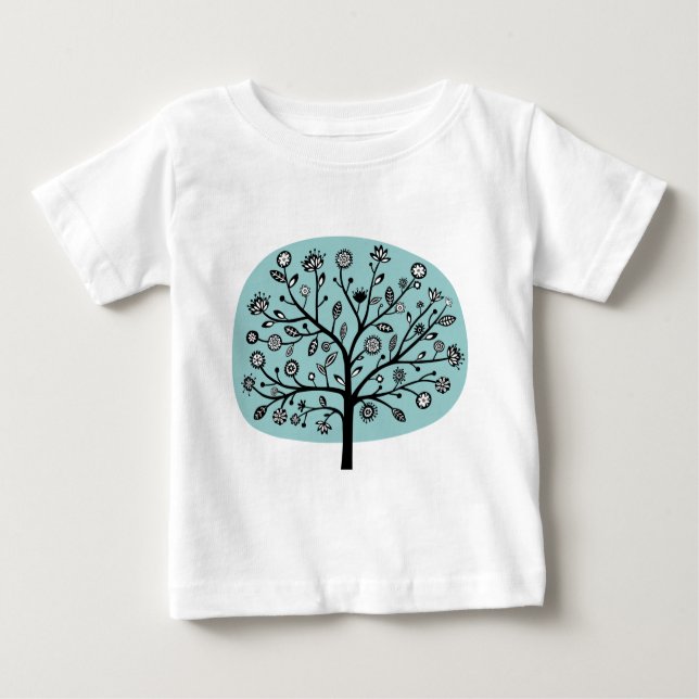 Camiseta De Bebé Árbol de flores estilizado - Verde azul claro (Anverso)
