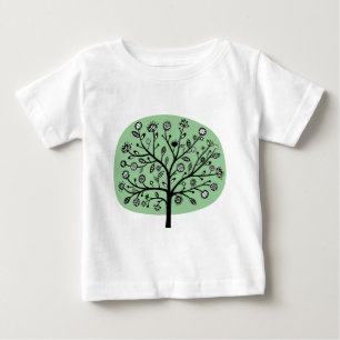 Camiseta De Bebé Árbol de flores estilizado - verde desenfadado