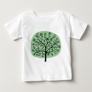 Camiseta De Bebé Árbol de flores estilizado - verde desenfadado