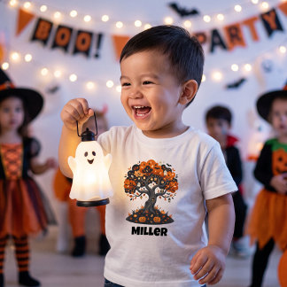Camiseta De Bebé Árbol de Halloween personalizado lindo